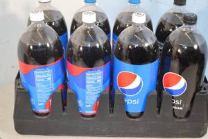 lot 75 image: 8ct 2 Liter Variety Soda Bottles, Pepsi, Cherry Pepsi, Pepsi Zero Sugar