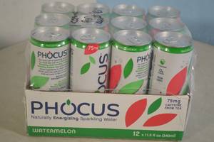 lot 112 image: Phocus Naturally Energizing Sparkling Water 12-Pack Watermelon Flavor