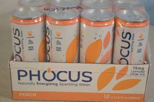 lot 162 image: Phocus Naturally Energizing Sparkling Water 12-Pack Peach Flavor