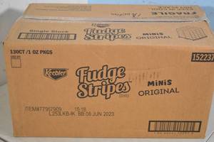 lot 41 image: Case of Keebler Fudge Stripes Minis Cookies Best By 06082023