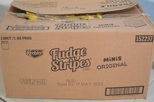 lot 87 image: Case of Keebler Fudge Stripes Minis Cookies Best By 05172023