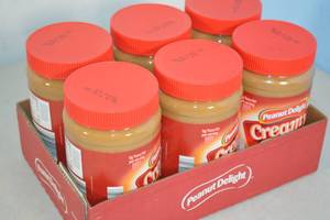 lot 105 image: 6ct Jar of Peanut Delight Creamy Peanut Butter Best By 08292023