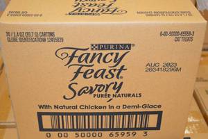 lot 263 image: Case of Purina Fancy Feast Savory Puree Naturals Cat Treats Best By 082023