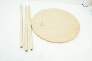 lot 21 image: Round standing table, with light blue cloth