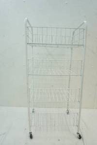 lot 23 image: 4 Tier, white Rolling Rack