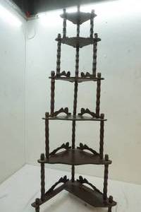 lot 24 image: Dark Wood 5 Tier standing corner shelf