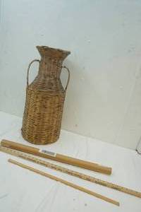 lot 25 image: Wicker Basket, Yard Stick, Lint Cleaner for Drawer
