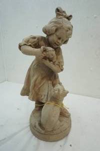 lot 29 image: Concrete Girl with Cats garden Decor