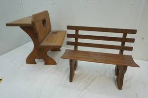 lot 38 image: 2 Wooden Bench Decor