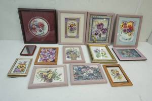 lot 42 image: Variety of Framed Pansy Flowers