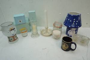 lot 165 image: Glass containers and candle holders