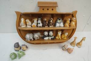 lot 177 image: Animal figurines and ark wooden display