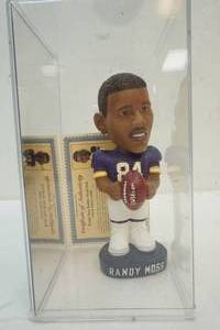 lot 204 image: Randy Moss bobblehead in case
