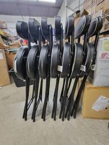 (7) Wees Beyond Cushioned Padded Folding Stools. Seat 18 High, 12 Wide.  Total Height 29. Stools have rips or tears in CushionsSlight Dents, Can be repaired.