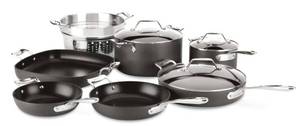 All-Clad Essentials Hard Anodized Nonstick Cookware Set 10 Piece Oven Broiler Safe 350F Pots and Pans Black - NEW In Very Nice Condition