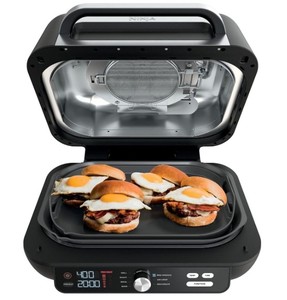 Ninja IG601 Foodi XL 7-in-1 Electric Indoor Grill Combo, use Opened or Closed, Air Fry, Dehydrate & More, Pro Power Grate, Flat Top Griddle, Crisper, Black, 4 Quarts, Slight Dings, Cracked Handle, Electronics Work, Never Used.