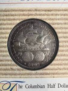 1893 US COLOMBIAN EXPO HALF DOLLAR IN INFO PAGE