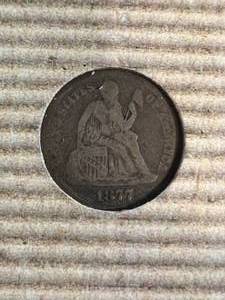 1877 US SEATED LIBERTY DIME IN INFO PAGE