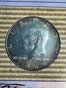 1964 US KENNEDY HALF DOLLAR IN INFO PAGE