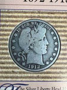 1912 US BARBER HALF DOLLAR IN INFO PAGE