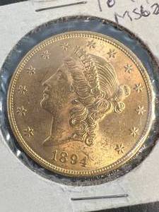 1894 US $20 GOLD LIBERTY MS62