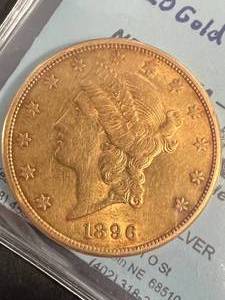 1896-S US $20 GOLD LIBERTY AU