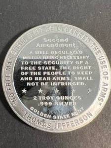 2 TROY OZ .999 FINE SILVER 2ND AMENDMENT ROUND