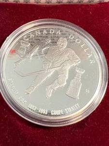 1993 CANADIAN PROOF SILVER DOLLAR HOCKEY