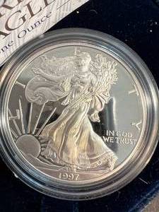 1997 PROOF AMERICAN SILVER EAGLE 1 TROY OZ .999 FINE SILVER