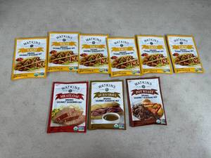 Assorted New Watkins Taco Seasoning, Meatloaf, Au Jus, Pot Roast