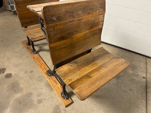 Antique Wood and Cast Iron School Desk