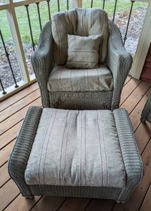 Taupe Wicker Sofa with Matching Rocker and Ottoman