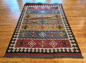 Colorful Woven Wool Turkish Area Rug