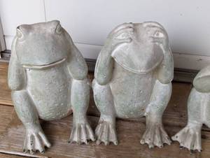 Ceramic Frog Planter and Frog Sculptures