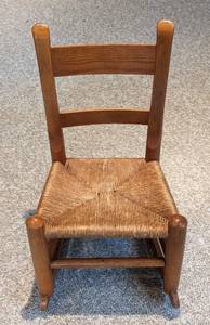 Vintage Childrens Woven Seat Rocking Chair