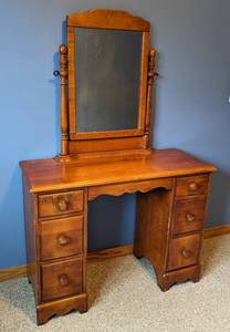 Vintage Mirrored Wood Vanity