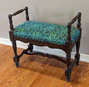 Petite Vintage Mahogany Wood Bench