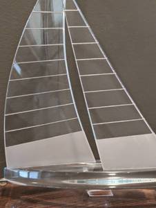 Vintage Signed Lucite Sailboat Sculpture