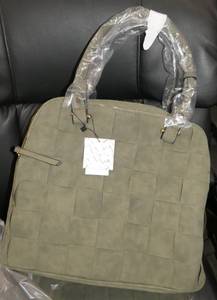 lot 90 image: Two Olive green suede like purses