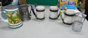 lot 148 image: Group of steins and tankards