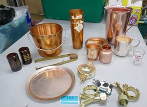 lot 152 image: Vintage copper tin drinkware