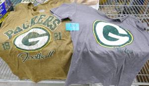 lot 170 image: Two Green Bay Packers tshirts size Womens Lg and Med
