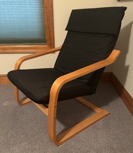 Black Bent Wood Chair with Ottoman