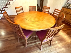 Gorgeous Custom Made Circular Dining Room Set with Center Lazy Susan