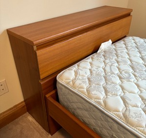 Teak Twin Bed with Storage Headboard from Denmark