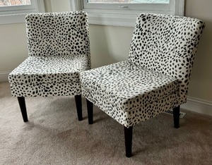 Pair of Black and Gray Leopard Print Accent Chairs