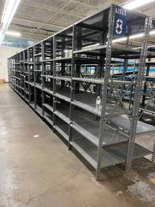 MSRP $9000  28 Racks&nbspHeavy Duty Industrial Steel Adjustable Open Warehouse Shelving Metal Storage Racking - These 2 Lines Of 14 Racks That Are Attached Together -&nbspEach 87x36x24 - Great Condition&nbsp