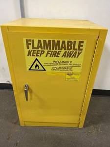 MSRP $850 Eagle 1925 Safety Cabinet for Flammable Liquids, 1 Door Manual Close, 12 gallon, 35Height, 23Width, 18Depth, Steel, Yellow - Great Condition