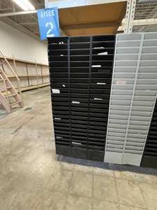 Old School 23-Slots x 7 Rows Time Card File Records Document Holders Wall Mount Racks - Bottom Has Dents Otherwise Good Condition