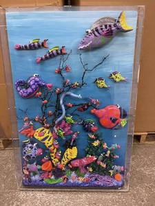 $$$$$ Fantasic &amp Rarely Offered To The Public For Sale - Local Minnesota Artist Christopher Tully Large Aquatic Untitled&nbspArt Piece Encased In Acrylic 37x 24 - Please Read Description For More About This Gifted Artist
